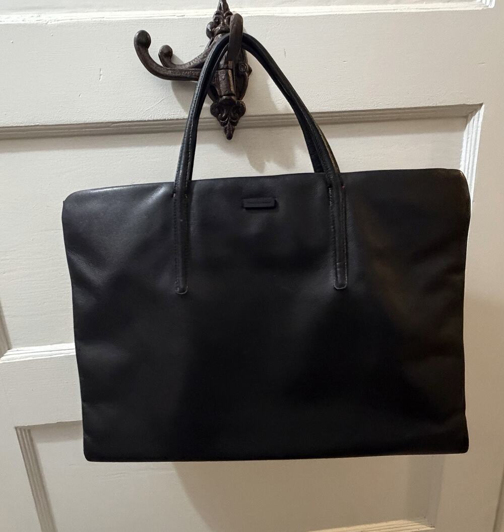 Vintage Y2k Francesco Biasia Evolution Black BB3 Leather Tote Work Bag Purse
